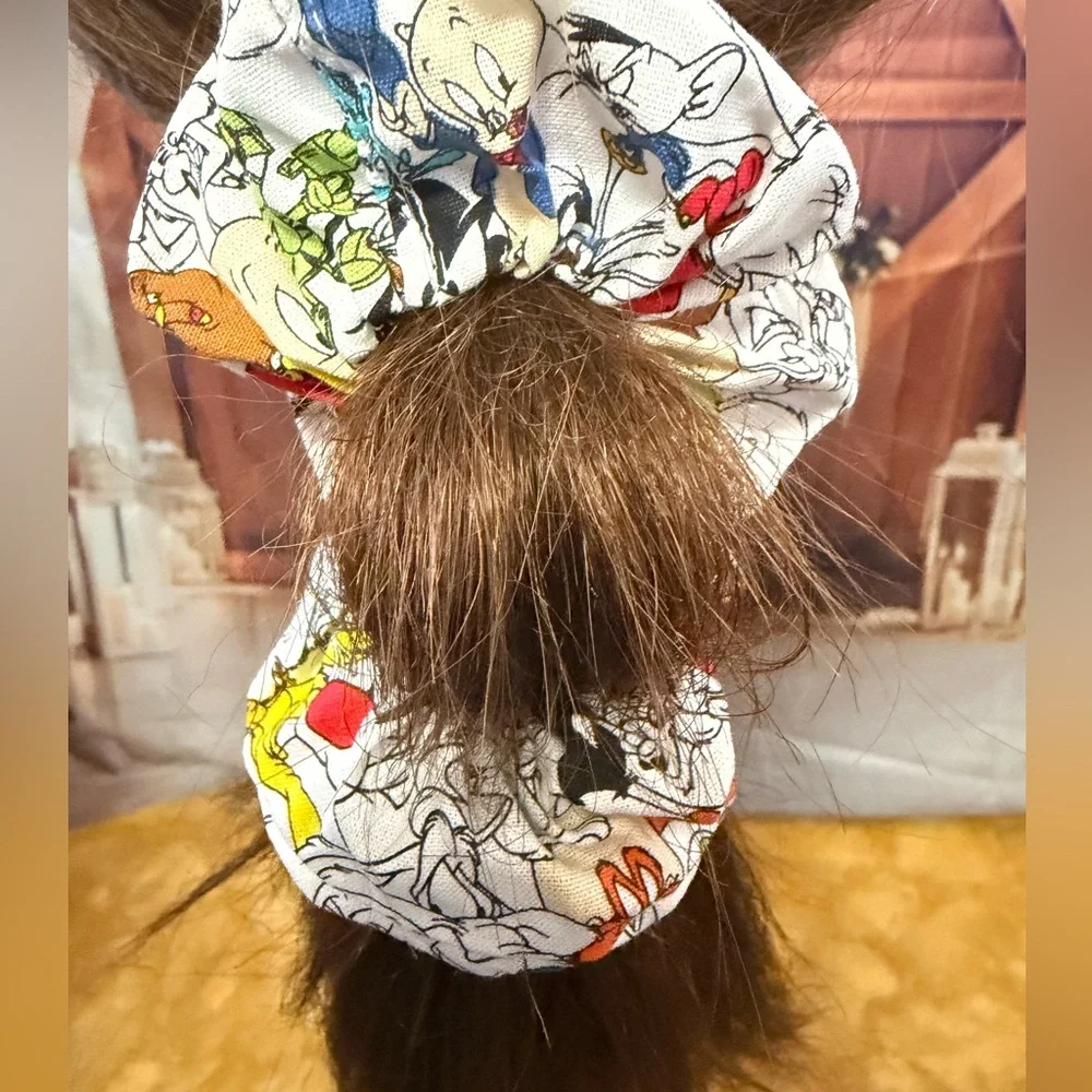 Handmade Cartoon Character White Multi-Color Scrunchie